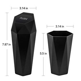 img 3 attached to 🚗 OUDEW Car Trash Can with Lid: Diamond Design, Leakproof Vehicle Trash Bin - Mini Garbage Bin for Car, Home, Office, Kitchen & Bedroom (Black, 1PCS)
