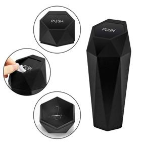 img 2 attached to 🚗 OUDEW Car Trash Can with Lid: Diamond Design, Leakproof Vehicle Trash Bin - Mini Garbage Bin for Car, Home, Office, Kitchen & Bedroom (Black, 1PCS)
