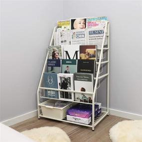 img 1 attached to 📚 Organize and Display Kids' Books - X-cosrack Kids Book Rack Organizer with 5 Tiers, Magazine Display Stand, and 2 Toy Storage Boxes - Perfect for Playroom, Bedroom, Living Room