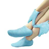 🧤 moisturizing gel gloves and socks for dry hands and cracked heels - foot and hand care overnight treatment for men and women (blue) - one size logo