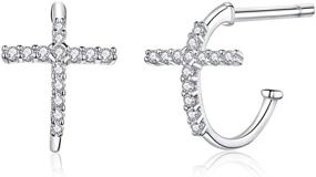 img 4 attached to 🔥 S925 Sterling Silver CZ Cross Faith Small Hoop Earrings: Hypoallergenic & Fashionable Jewelry for Women & Girls with Dainty Cubic Zirconia Crystals - Perfect Birthday Gift for Best Friends