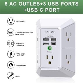 img 3 attached to QINLIANF USB Wall Charger with Surge Protector: 5 Outlet Extender + 4 USB Ports - Ideal for Home, Travel, and Office Use (3U1C)