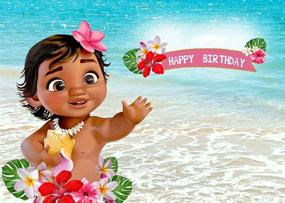 img 1 attached to Vibrant Baby Moana Birthday Vinyl Backdrop - Perfect for 1st Birthdays, Baby Showers, and Summer Photography! (7x5FT)