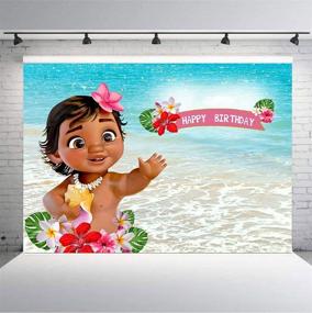 img 2 attached to Vibrant Baby Moana Birthday Vinyl Backdrop - Perfect for 1st Birthdays, Baby Showers, and Summer Photography! (7x5FT)