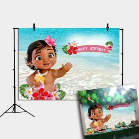 img 4 attached to Vibrant Baby Moana Birthday Vinyl Backdrop - Perfect for 1st Birthdays, Baby Showers, and Summer Photography! (7x5FT)