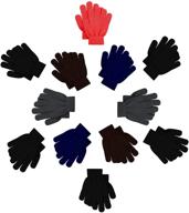 🧤 12 pairs kids winter gloves: fun colorful bulk pack for boys & girls logo