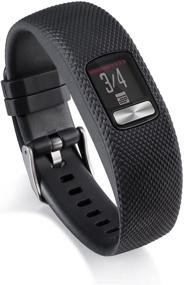 img 2 attached to 📱 Silicone Replacement WatchBand Strap Band Wristband for Garmin Vivofit 4 - Compatible, New Design (Black, Large) - No Tracker Included
