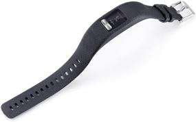 img 1 attached to 📱 Silicone Replacement WatchBand Strap Band Wristband for Garmin Vivofit 4 - Compatible, New Design (Black, Large) - No Tracker Included