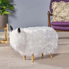 img 3 attached to Kamla Furry Yak Ottoman White