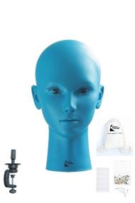 img 4 attached to Dear Model Blue Cosmetology Mannequin Head: Perfect for Wig Making, Display & Styling!