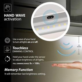 img 3 attached to 💡 EShine White LED Dimmable Under Cabinet Lighting - 20 Inch Panel, Hand Wave Activated - Touchless Dimming Control, Cool White (6000K)