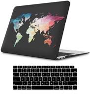 🖥️ ileadon macbook air 13 inch case 2020 2019 2018 release a2337 m1 a2179 a1932, plastic hard shell protective case for apple newest macbook air 13 inch with retina display with touch id, black map logo