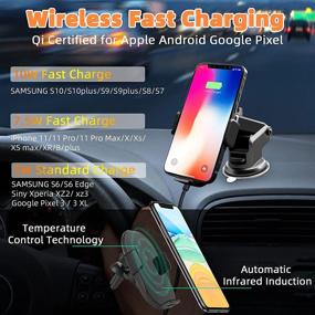 img 3 attached to JLNGRI 10W Qi Fast Charging Wireless Car Charger with Auto Clamping Air Vent Mount for iPhone 12/11/X/XR/SE Samsung S20/10/9/8 Note10/9