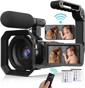 img 4 attached to 🎥 4K WiFi Camcorder, 48MP Vlogging Camera with Microphone, Remote Control, Stabilizer, Lens Hood - Super1 YouTube Camera Recorder