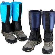 🥾 waterproof kids leg gaiters - adjustable snow boot gaiters for outdoor hiking, climbing, and snowshoeing - sky blue/navy blue - girls & boys, ages 5-12 logo