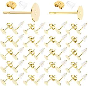 img 4 attached to 📿 Flasoo 1200Pcs Hypoallergenic Earring Posts and Backs: Stainless Steel Gold Flat Pad Studs for Earring Making and DIY – Premium Quality Earring Supplies