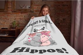 img 1 attached to 🦛 Nagasena Just A Girl Who Loves Hippos Blanket - Warm Bed Throws for Sofa and Pet, Ultra Luxurious and Cozy for All Seasons - 60X50 in Throw Size