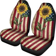 🚗 instantarts american flag car seat cover vintage usa flag yellow sunflower print vehicle bucket seat cover set of 2 for most cars suv sedan logo