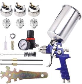 img 4 attached to 🎨 BANG4BUCK Professional HVLP Gravity Feed Air Spray Gun with Multiple Nozzles and Aluminum Cup for Auto Paint, Primer, Clear/Top Coat & Touch-Up - Ultimate Precision and Efficiency