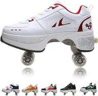 versatile unisex outdoor deformation sneakers: women's retractable roller skates for girls & men | kick roller shoes logo