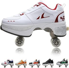 img 2 attached to Versatile Unisex Outdoor Deformation Sneakers: Women's Retractable Roller Skates for Girls & Men | Kick Roller Shoes