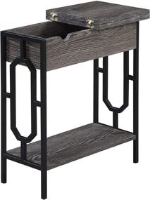 img 3 attached to 🔌 Omega Flip Top End Table with Charging Station in Weathered Gray/Black - Convenience Concepts