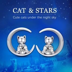 img 1 attached to 🐱 LOVEON Sterling Silver Cat Stud Earrings for Women with Cubic Zirconia | Jewelry Gifts for Girls, Friends, Her