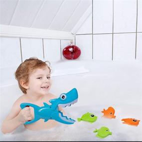 img 2 attached to 🦈 Fun Baby Bathtub Toy - Hoovy Shark Bath Toy for Toddler Boys & Girls: Shark Grabber with 4 Toy Fish Included