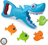🦈 fun baby bathtub toy - hoovy shark bath toy for toddler boys & girls: shark grabber with 4 toy fish included logo