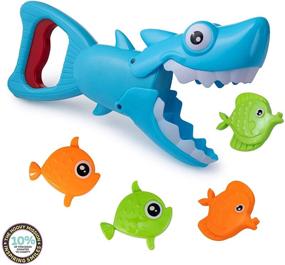 img 4 attached to 🦈 Веселая игрушка для ванны для малышей - Hoovy Shark игрушка для ванны для мальчиков и девочек: акула-хвататель с 4 игрушечными рыбками в комплекте.