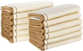 img 4 attached to 🌟 Cream with Gold Brown Trim Fingertip Towel Set - Extra-Absorbent 100% Cotton Velour Hand Towels, Super Soft 11” x 18” Small Towels for Bathroom & Guests (Pack of 12)