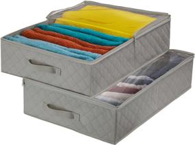 img 2 attached to 🗄️ Sorbus Storage Bags Closet & Underbed Organizer Set: Clear Cover, Foldable with Carry Handles - Perfect for Clothes, Linens, Bedding, Closets, Bedrooms, and More! (Gray)