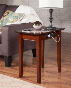 img 1 attached to 🔌 Efficient Charging Station Walnut Side Table by Atlantic Furniture - Shaker Chair Companion