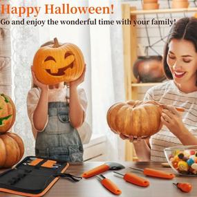 img 1 attached to 🎃 Halloween Pumpkin Carving Kit - ABABGO 12PCS Upgrade Professional Heavy Duty Stainless Steel Pumpkin Carving Tools Set for Halloween Decorations, with Zipper Bag