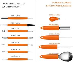 img 2 attached to 🎃 Halloween Pumpkin Carving Kit - ABABGO 12PCS Upgrade Professional Heavy Duty Stainless Steel Pumpkin Carving Tools Set for Halloween Decorations, with Zipper Bag