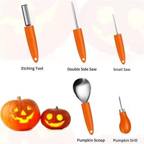 img 3 attached to 🎃 Halloween Pumpkin Carving Kit - ABABGO 12PCS Upgrade Professional Heavy Duty Stainless Steel Pumpkin Carving Tools Set for Halloween Decorations, with Zipper Bag