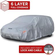 🚗 motor trend trueshield waterproof suv & van cover - heavy-duty outdoor fleece-lined sonic coating - ultimate 6-layer protection - included cover lock (xxl - maximum length 225") logo