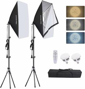 img 4 attached to Inkeltech Softbox Lighting Kit - Professional 50W E27 3000-6500K Dimmable Bi-Color LED Photography Light with Softbox, Stand, and Remote Control