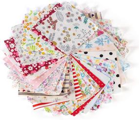 img 4 attached to Westwoodowls 4x4 Inch 100% Cotton Fabric Quilting Squares - 100-Piece Charm Packs for Sewing with Unique Colors and Patterns - Eco-Friendly Quilt Squares incl. Storage Container