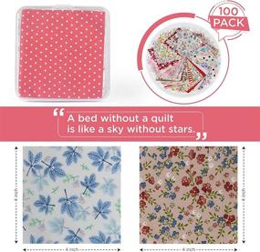 img 3 attached to Westwoodowls 4x4 Inch 100% Cotton Fabric Quilting Squares - 100-Piece Charm Packs for Sewing with Unique Colors and Patterns - Eco-Friendly Quilt Squares incl. Storage Container