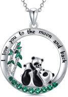 925 sterling silver cute panda necklace - heart circle moon pendant - perfect gifts for women, teen girls, and panda lovers logo