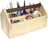 📦 ikee design small rustic wooden craft tool box caddy with handle for storage of tools, toys, makeup, and collections - 5 compartments for organizing, 10"w x 5.13"d x 3.5"h logo