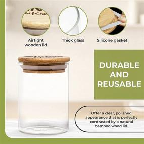 img 2 attached to 🏺 Bamboo Lid Glass Jars Variety Pack - Set of Unique Sizes for Airtight Storage - Clear Glass Spice Jars with Wood Lid for Easy Ingredient Identification - Stackable Containers