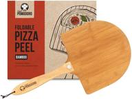 🍕 bamboo pizza peel with foldable wood handle: easy storage, 12-inch diameter, gourmet luxury pizza paddle - chef pomodoro logo