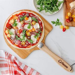 img 1 attached to 🍕 Bamboo Pizza Peel with Foldable Wood Handle: Easy Storage, 12-Inch Diameter, Gourmet Luxury Pizza Paddle - Chef Pomodoro