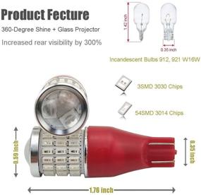 img 2 attached to IBrightstar Newest 9-30V Super Bright T15 912 W16W 921 LED Bulbs With Projector Replacement For Tail 3Rd High Mount Brake Lights