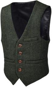 img 4 attached to 👔 JANGOUL Boy's Premium Wool Blend Waistcoat for Toddler/Child - Herringbone Tweed Suits Vest