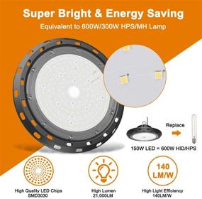 img 3 attached to 🔦 High Bay Light 150W 21,000lm 5000K Daylight 600W HID/HPS Equivalent with US Plug 5’ Cable UFO LED Warehouse Lights Commercial Shop Workshop Garage Factory Lowbay Area Lighting Fixture