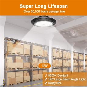 img 2 attached to 🔦 High Bay Light 150W 21,000lm 5000K Daylight 600W HID/HPS Equivalent with US Plug 5’ Cable UFO LED Warehouse Lights Commercial Shop Workshop Garage Factory Lowbay Area Lighting Fixture