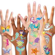 🎉 80pcs temporary tattoos for kids - glitter mermaid, unicorn, and butterfly designs. perfect for girls birthday party favors, supplies, accessories, goodie bags, and party fillers. konsait brand logo